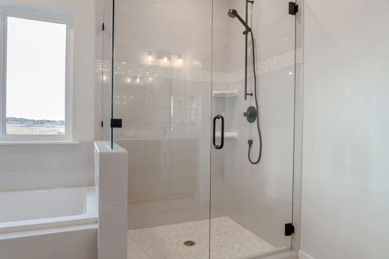Glass Panel Shower with Black Hardware