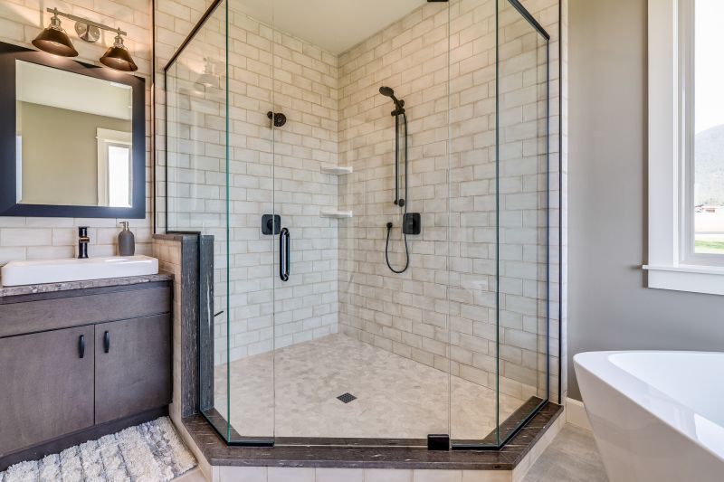 Corner Shower with Curved Glass